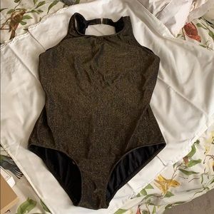 Beach Cabana one piece gold metallic size 1X